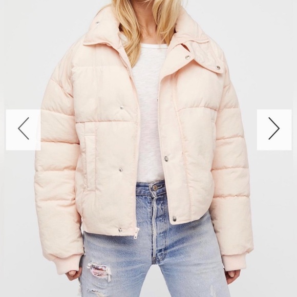 Free People Cropped Puffer Jacket baby Pink women’s Size S - Picture 1 of 12